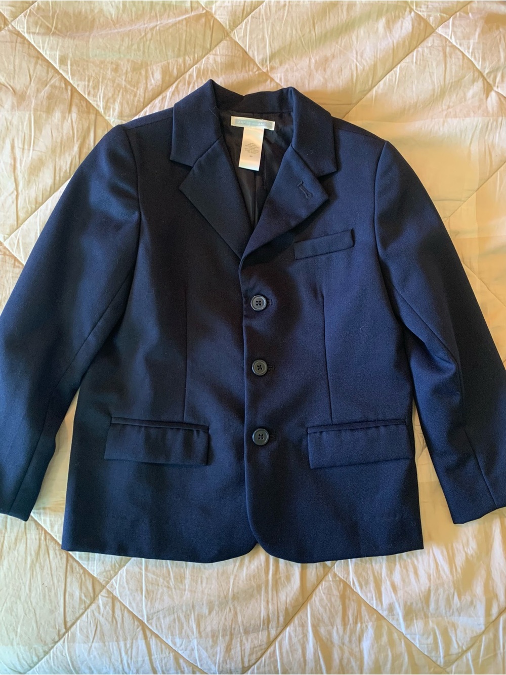 Janie and Jack Wool blend Navy Boys' Blazer - Classic Three-Button Jacket Size 5